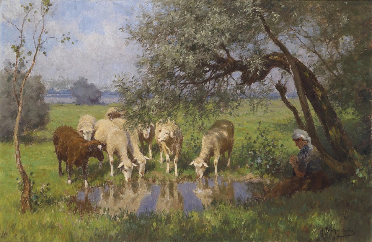 Pastýřka odpočívá od Julius Hugo Bergmann