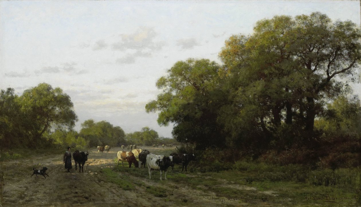 Krajina v Drenthe od Julius Jacobus van de Sande Bakhuyzen