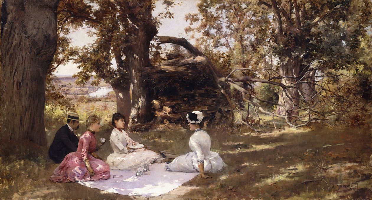 Piknik pod stromy, 1896 od Julius Leblanc Stewart