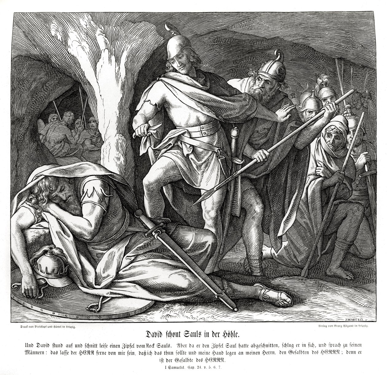 David ušetří Saulův život od Julius Schnorr von Carolsfeld