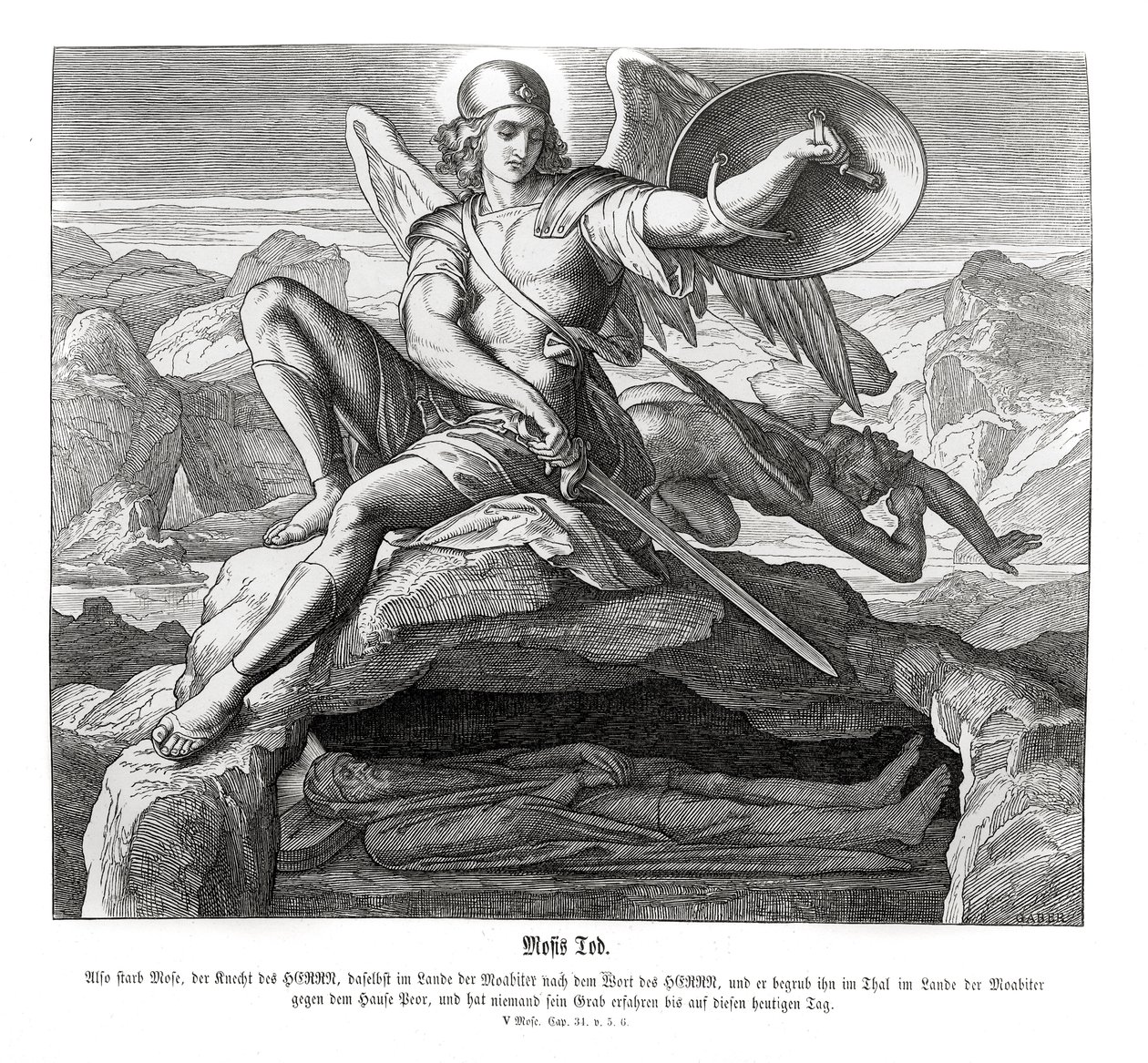 Smrt Mojžíše, Deuteronomium od Julius Schnorr von Carolsfeld