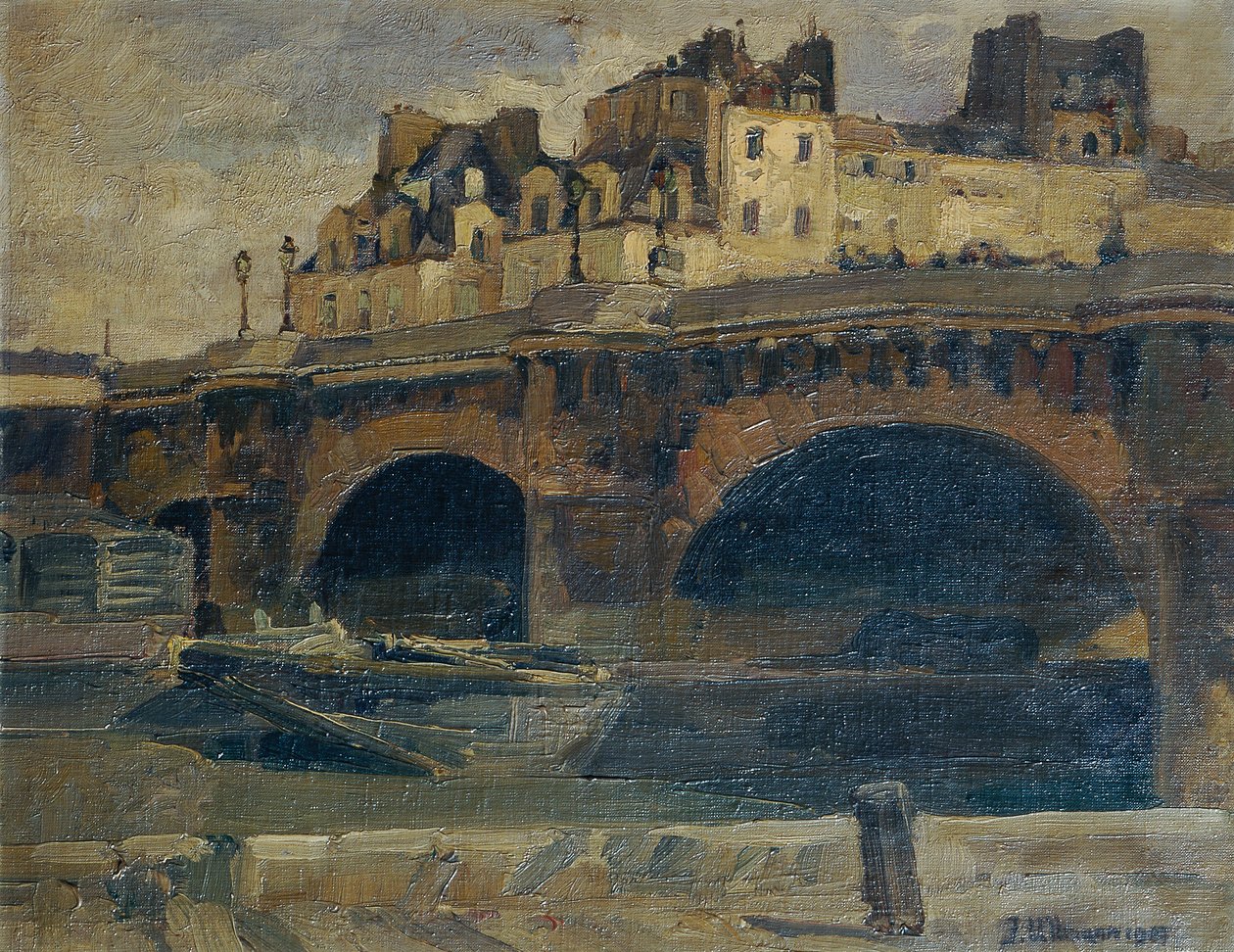 Pařížská krajina s Pont Neuf od Julius Ullmann