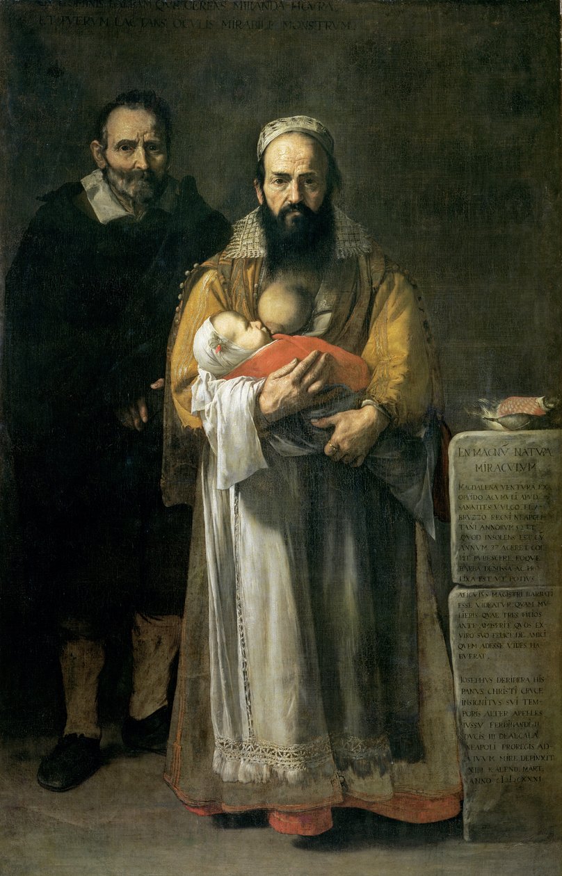Kojící vousatá žena, 1631 od Jusepe de Ribera