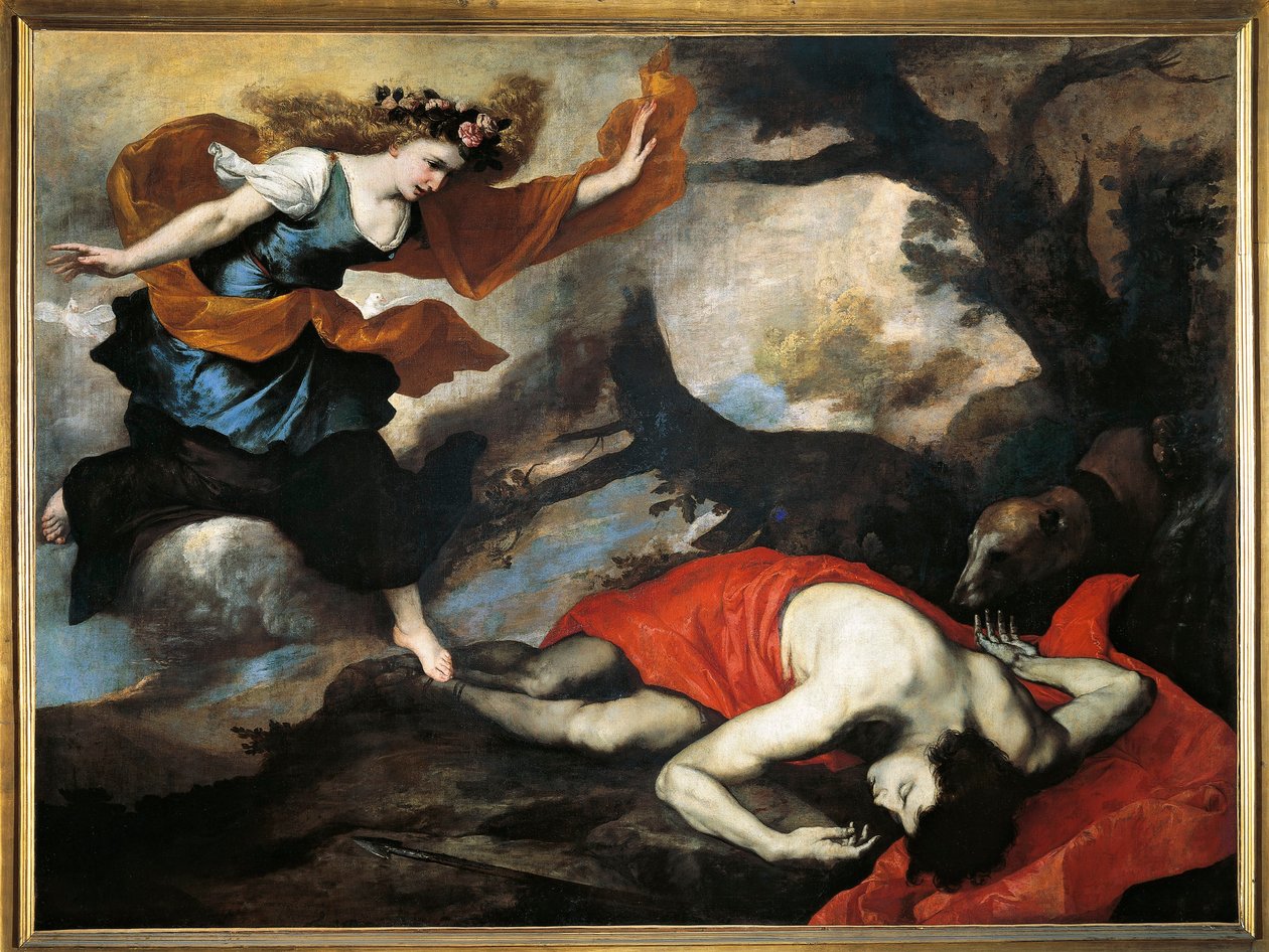 Venuše a Adonis (olej na plátně) od Jusepe de Ribera