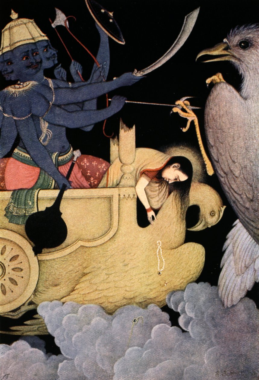 Ravana Fighting with Jatayu, 1913. od K Venkatappa