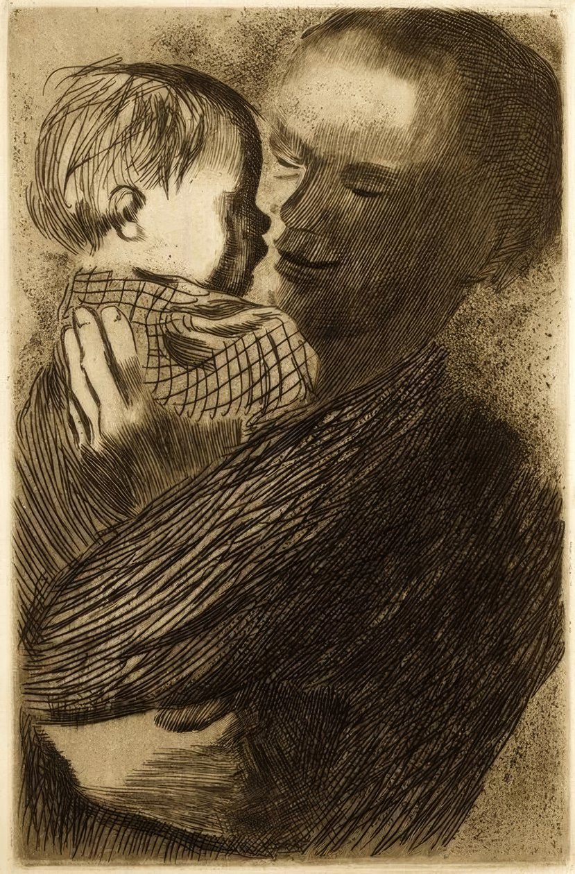 Matka s dítětem v náručí od Käthe Kollwitz