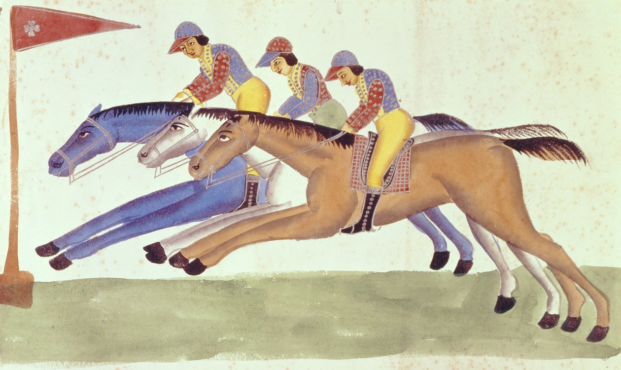Dostihy v Bengálsku, kolem roku 1830 od Kalighat School