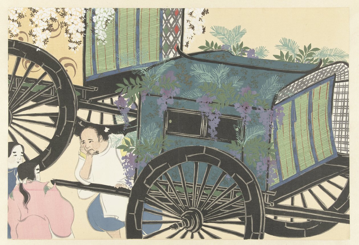 Wisteria, 1909 (dřevotisk) od Kamisaka Sekka