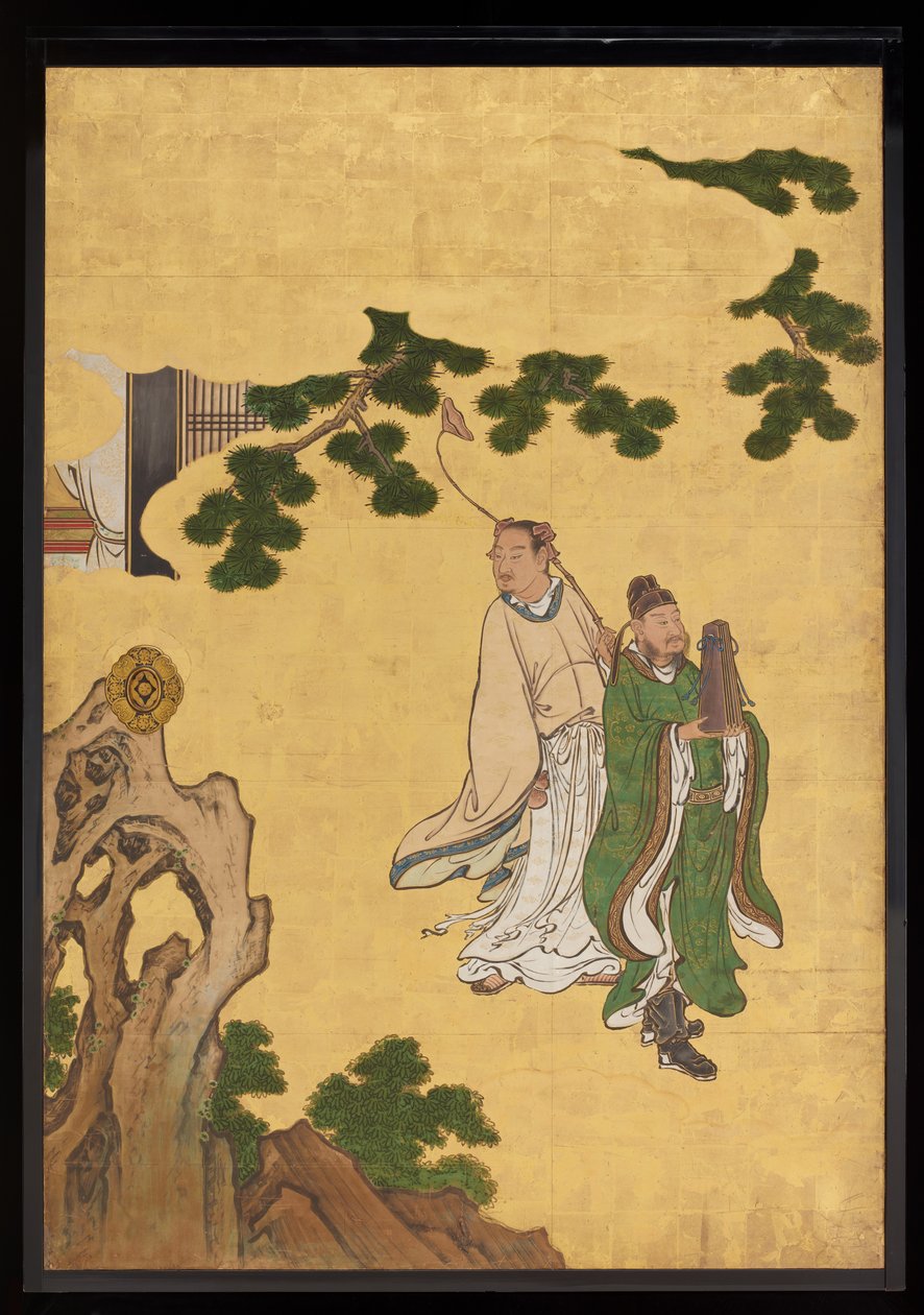Taoist Immortals, cca 1647 (inkoust, barvy a zlato na papíře) od Kano Sansetsu