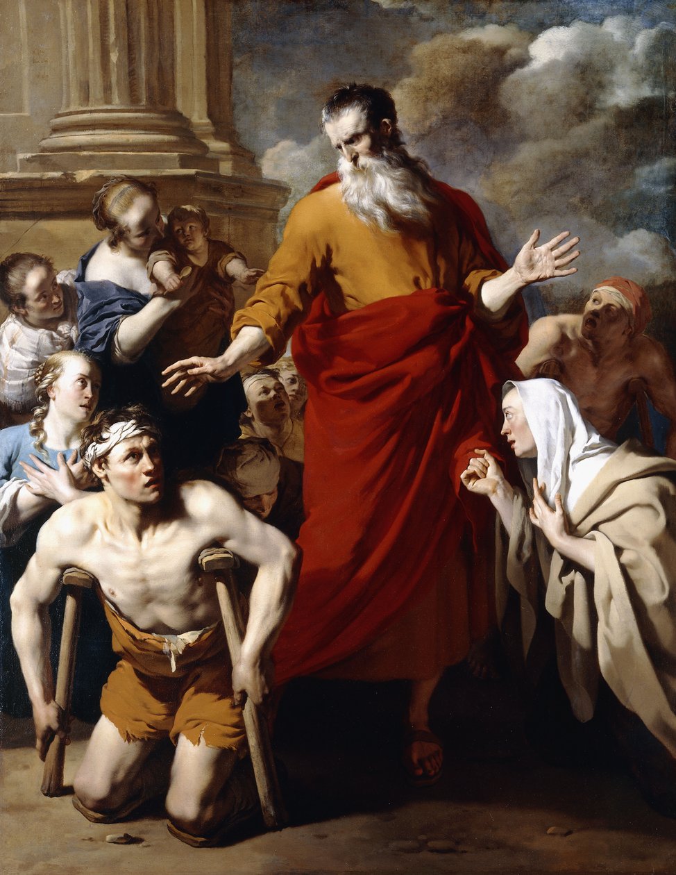 Svatý Pavel uzdravuje nemocné v Lystře, od Karel Dujardin