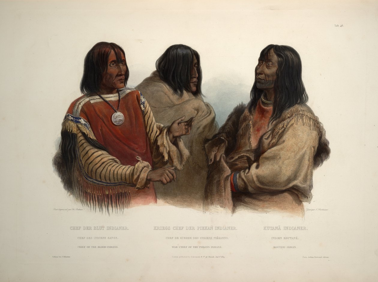 Náčelník indiánů krve Válečný velitel indiánů Piekannů a indiánů Koutanů od Karl Bodmer