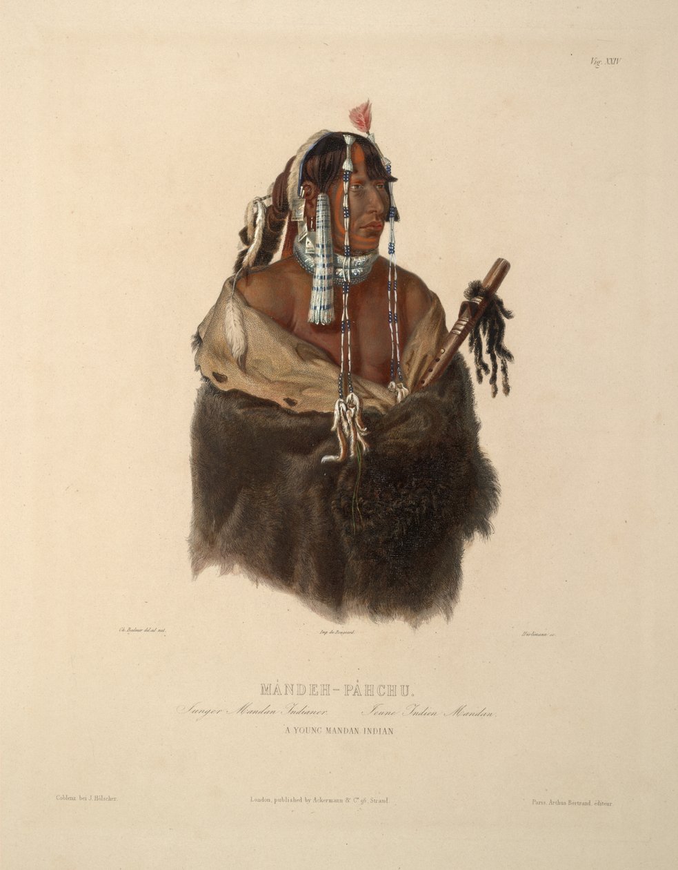 Mandeh-Pahchu Mladý indián z Mandanu od Karl Bodmer