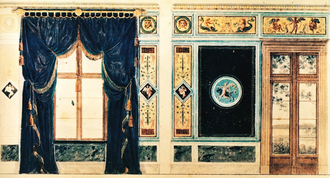 Schinkelova kresba pro jižní místnost kasina Klein-Glienicke, 1824 od Karl Friedrich Schinkel