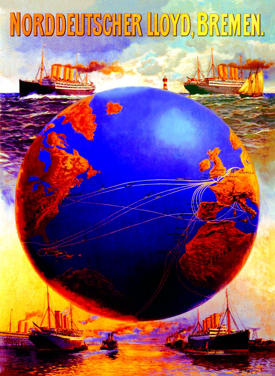 Plakát inzerující severoněmeckou Lloyd Line, 1907 od Karl Paul Themistocles von Eckenbrecher