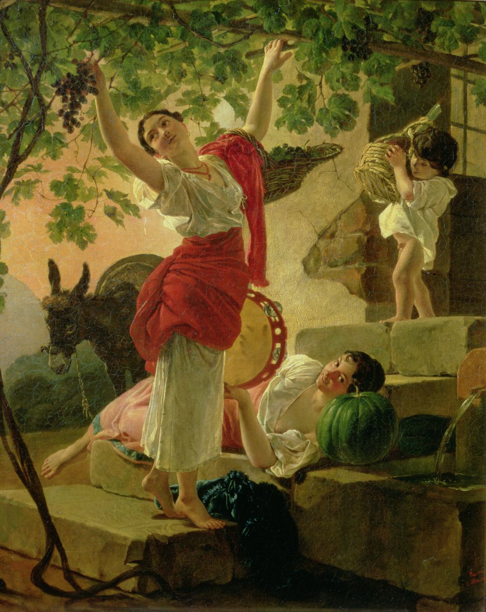 Dívka sbírající hrozny poblíž Neapole, 1827 od Karl Pavlovich Bryullov