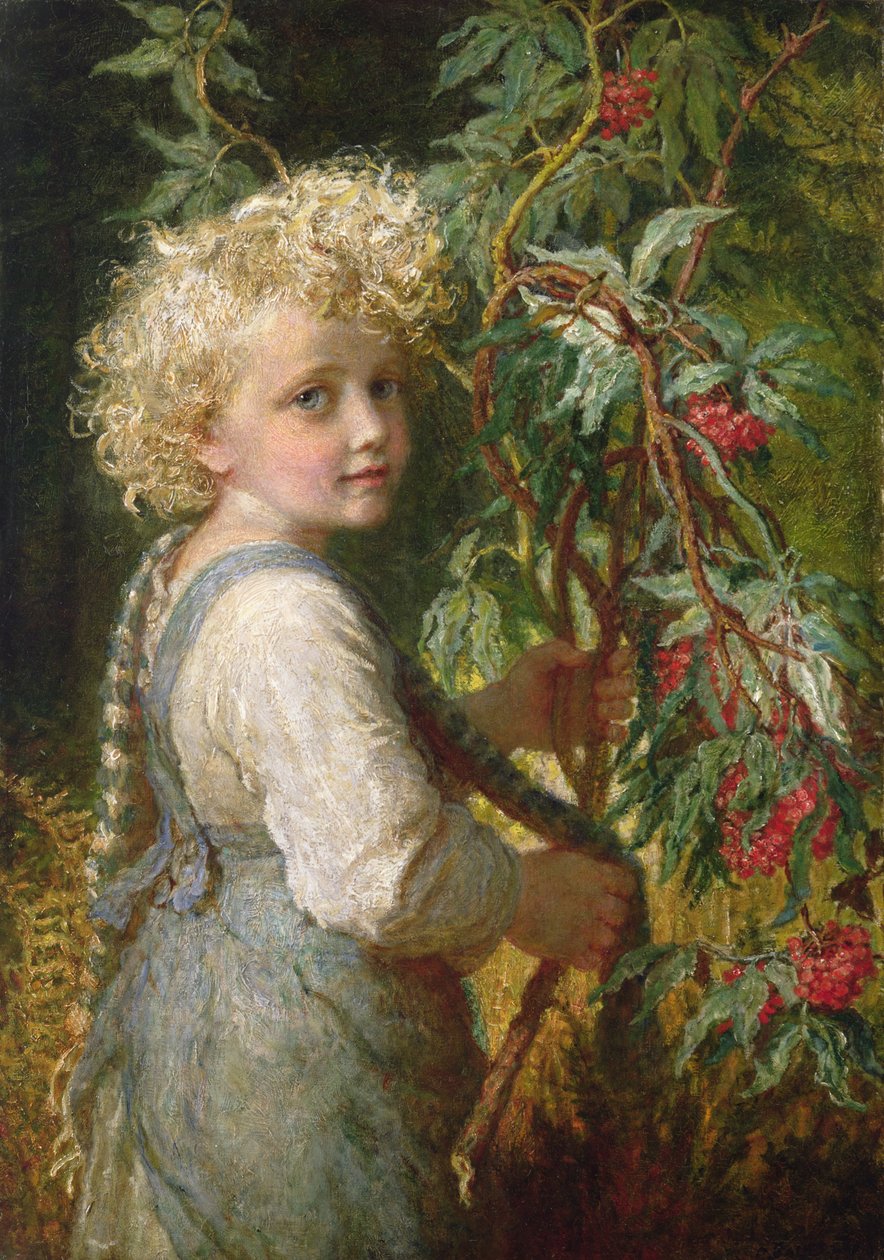 Sběr červených bobulí od Karl Wilhelm Friedrich Bauerle