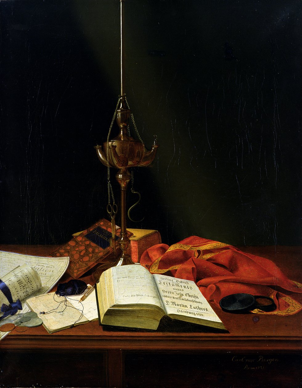 Zátiší s Biblí, 1821 od Karl von Bergen