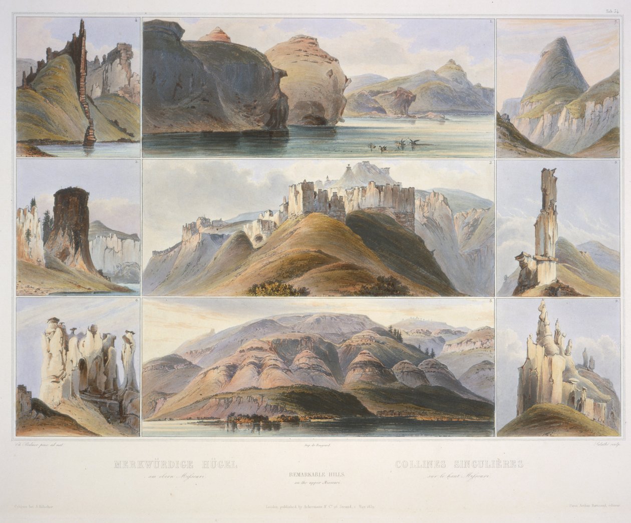 Pozoruhodné kopce v Horní Missouri od Karl Bodmer