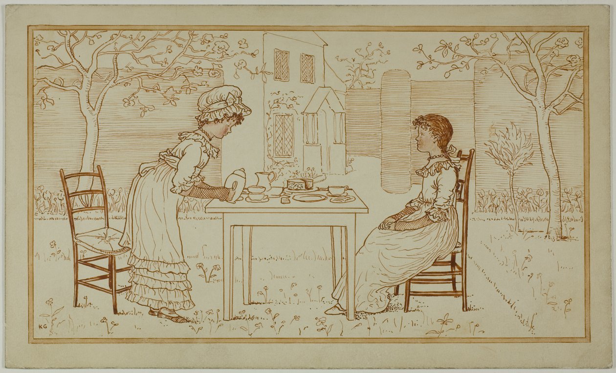 Čajový dýchánek pro dva venku od Kate Greenaway