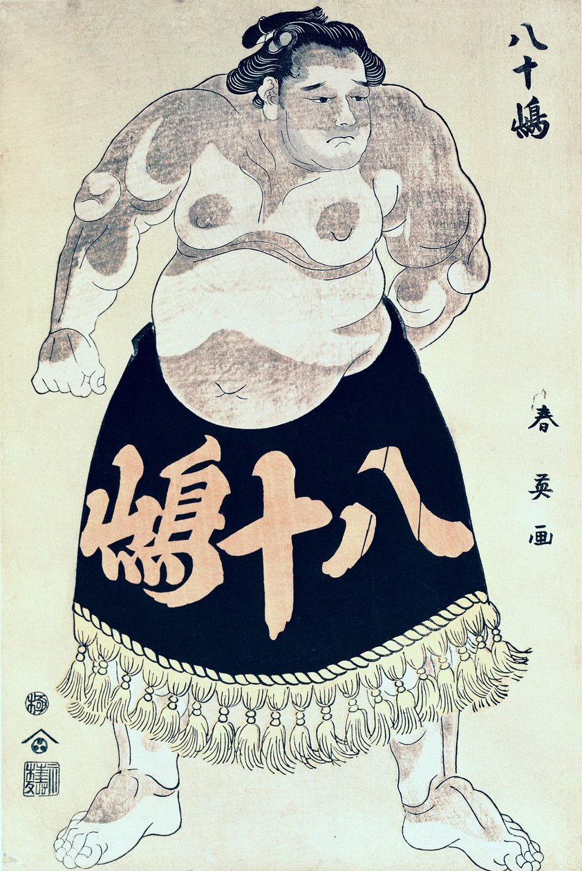 Zápasník (dřevoryt) od Katsukawa Shun