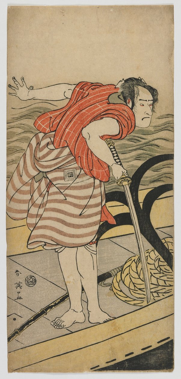 Herec Ichikawa Komazo III, období Edo, kolem roku 1791 (barevný dřevořez) od Katsukawa Shun ei