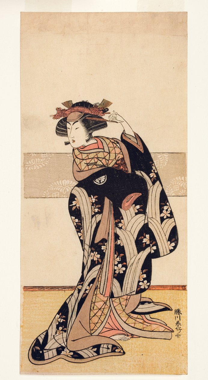 Herec Segawa Kikunojo III v ženské roli, 1774-76 (woodblock) od Katsukawa Shunko