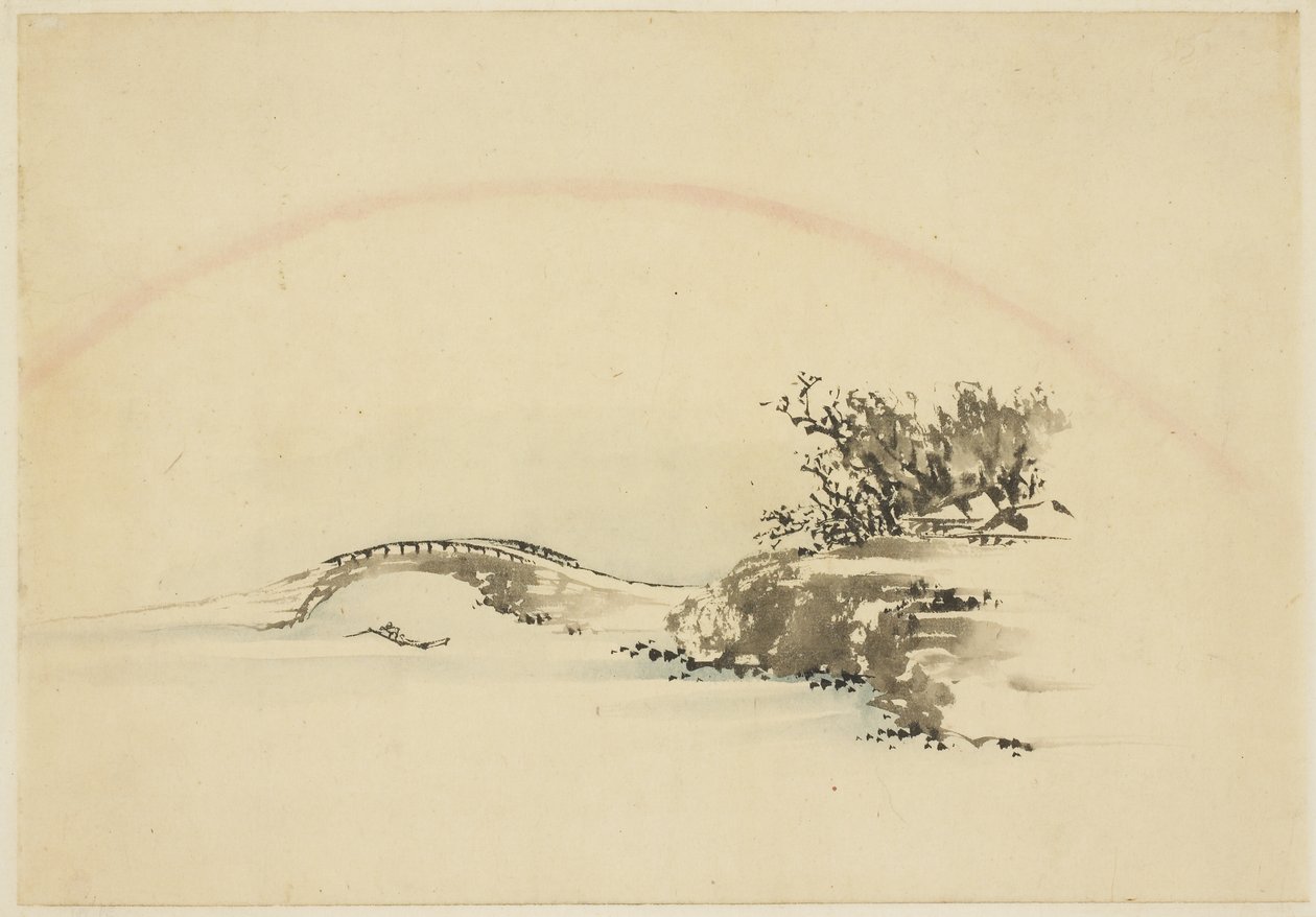 Krajina s duhou od Katsushika (school of) Hokusai