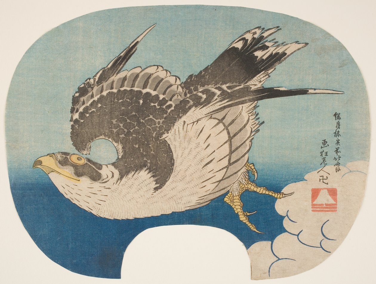 A Hawk in Flight, cca 1840 (dřevěný tisk) od Katsushika Hokusai