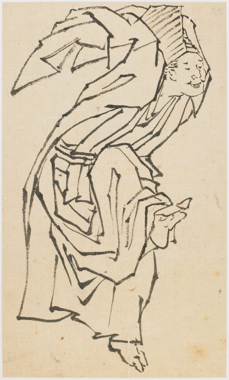 Tanečnice Sambaso, konec 18.-začátek 19. století. od Katsushika Hokusai