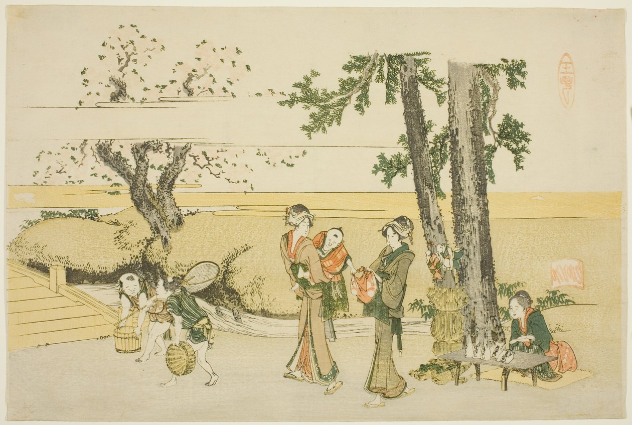 Scéna u cesty (Oji) od Katsushika Hokusai