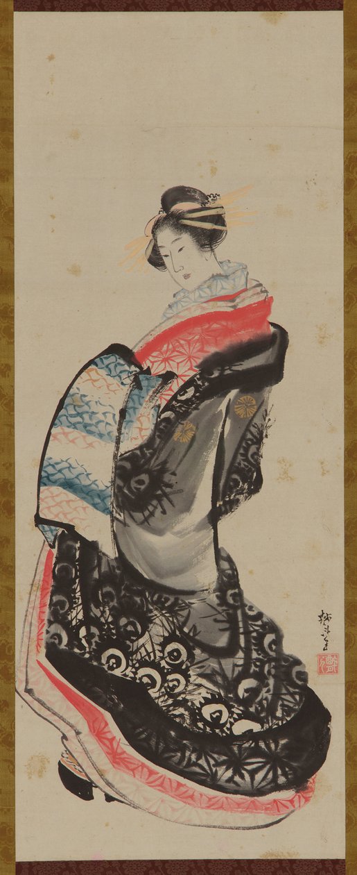 Stojící kurtizána, konec 18.-začátek 19. století. od Katsushika Hokusai