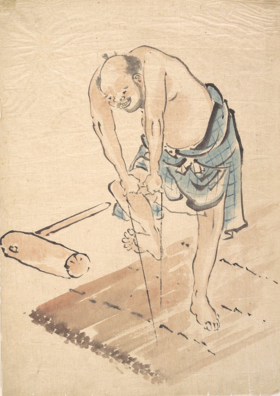 Muž na voru. od Katsushika Hokusai