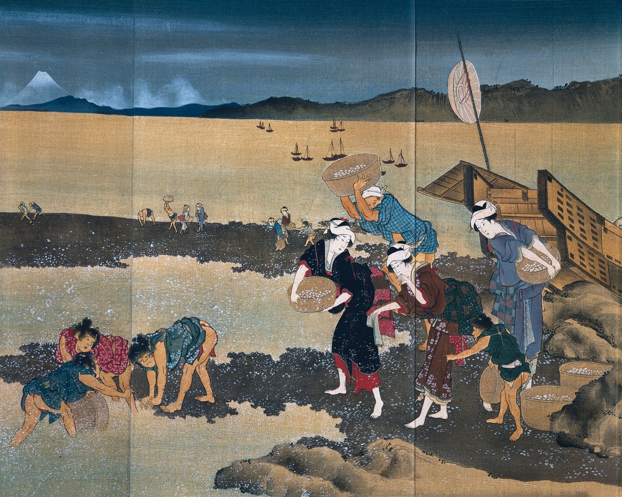 Lov mušlí od Katsushika Hokusai
