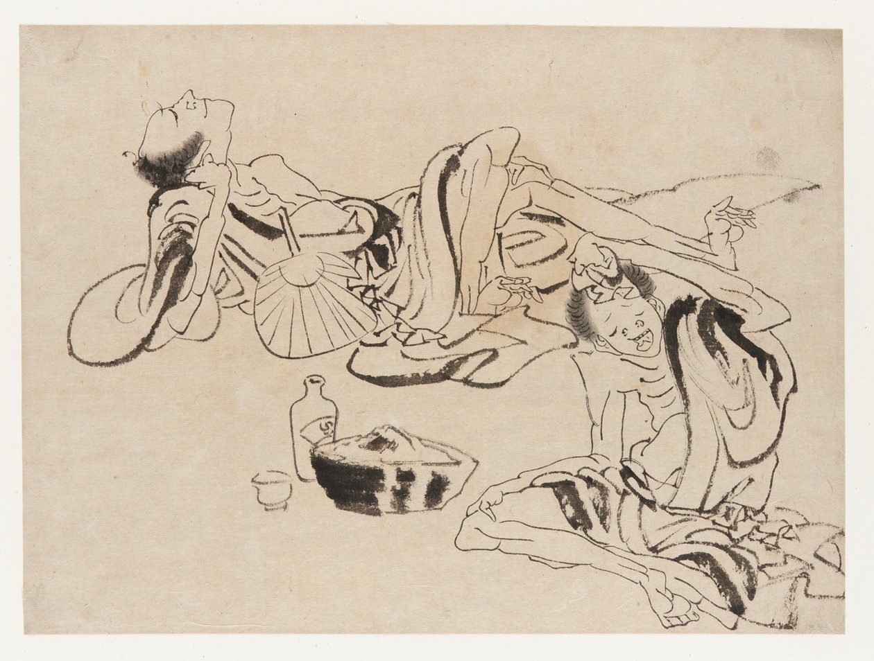 Letní saké popíječi, konec 18.-začátek 19. století. od Katsushika Hokusai