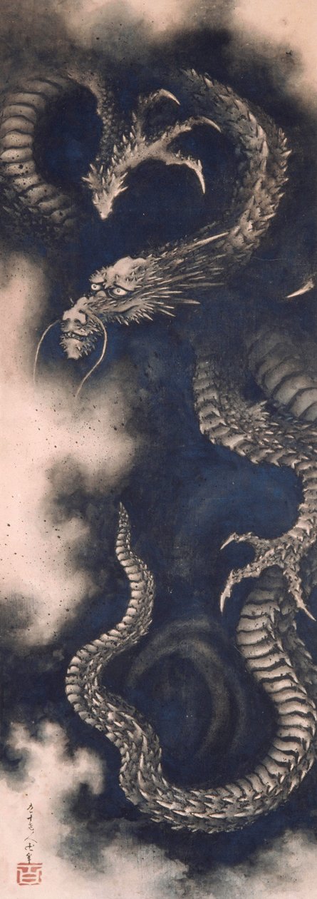 Drak mezi mraky, 1849. od Katsushika Hokusai