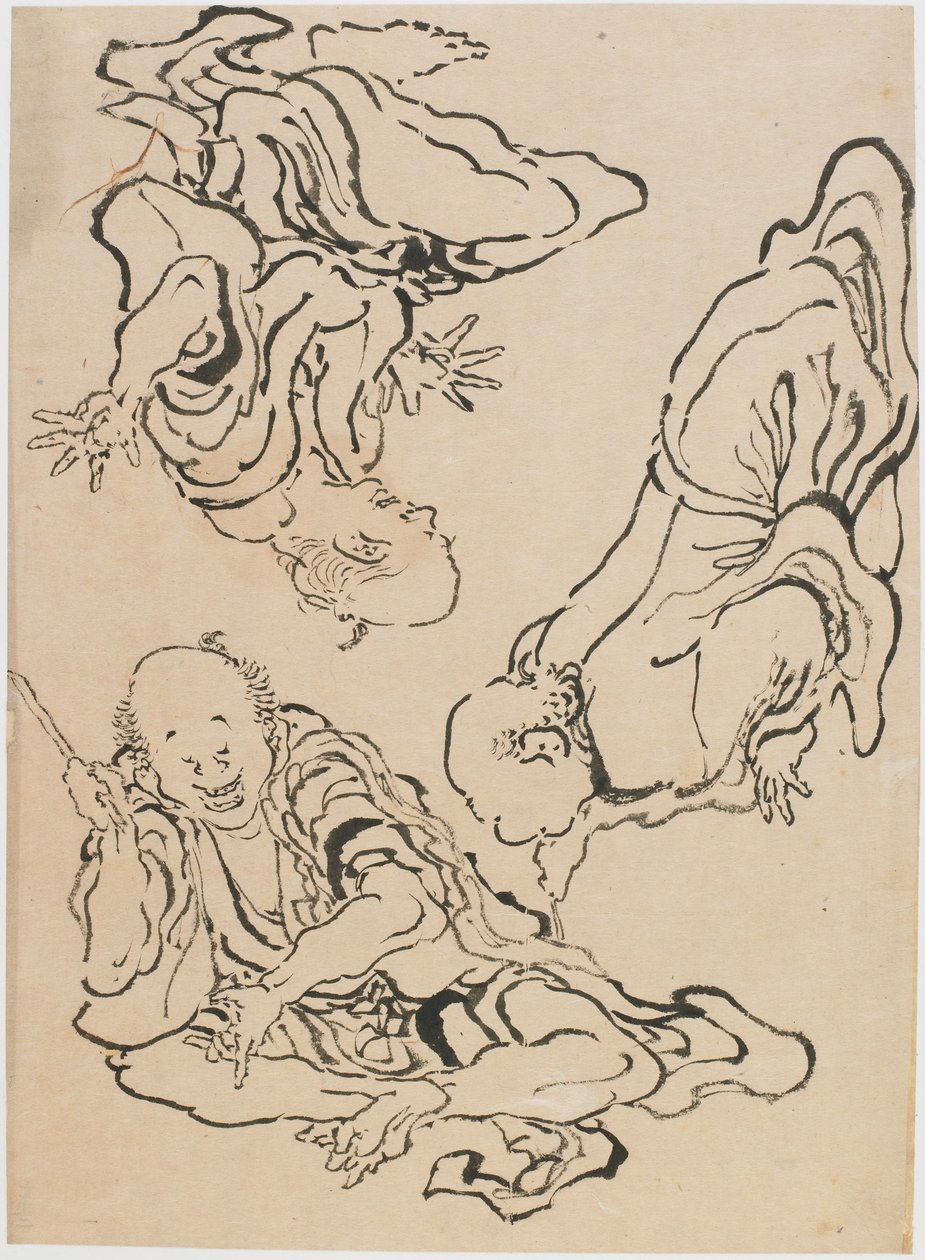 Tři muži gestikulující, konec 18.-začátek 19. století. od Katsushika Hokusai