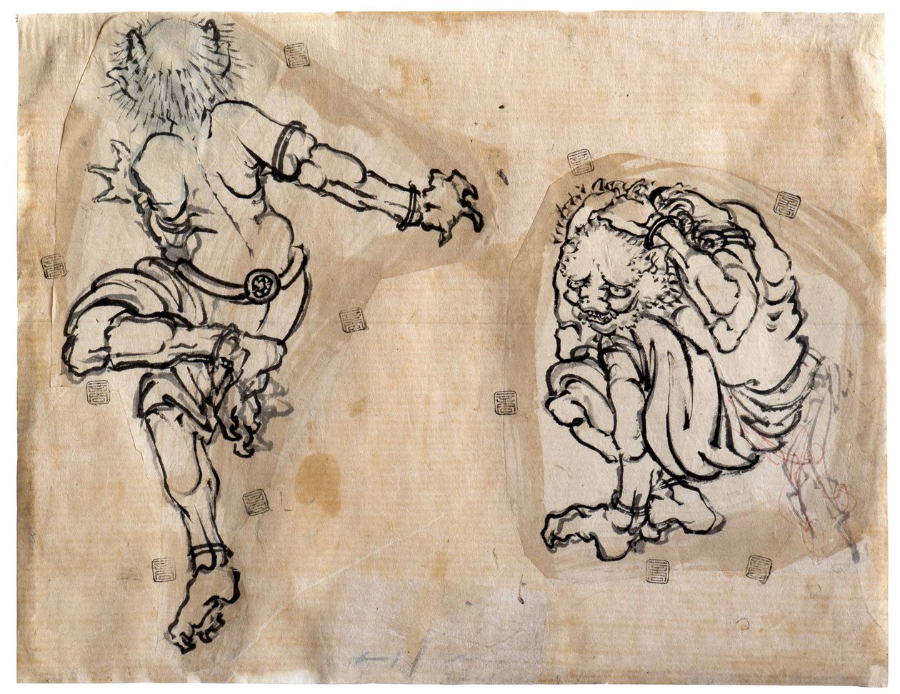 Dva démoni Oni, 1830-1839. od Katsushika Hokusai