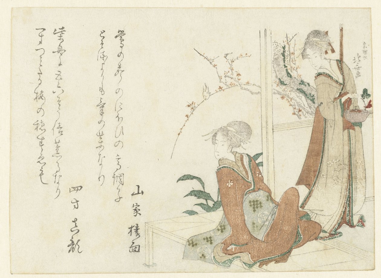 Dvě ženy na verandě od Katsushika Hokusai