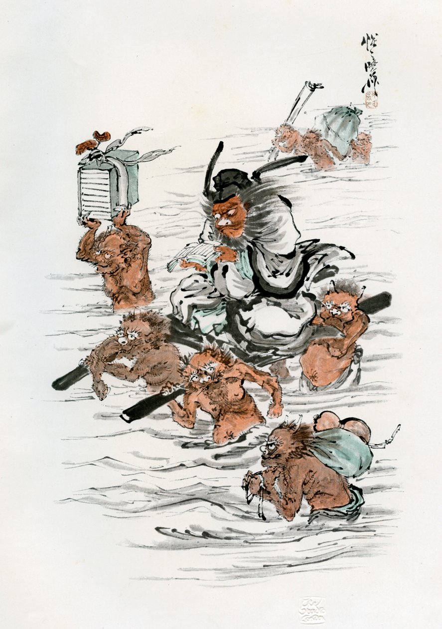 Shoki and Attendant Demons, 1898. od Kawanabe Kyosai