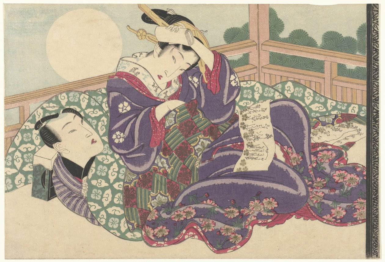 Láska pár v úplňku od Keisai Eisen (attributed to)