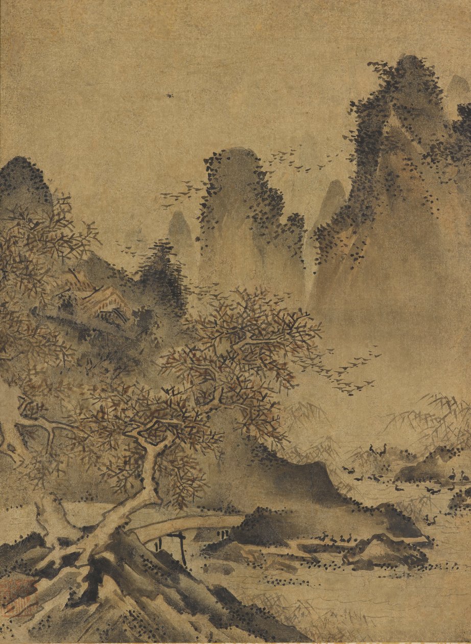 Krajina: hory, potok a most od Kenkō Shōkei