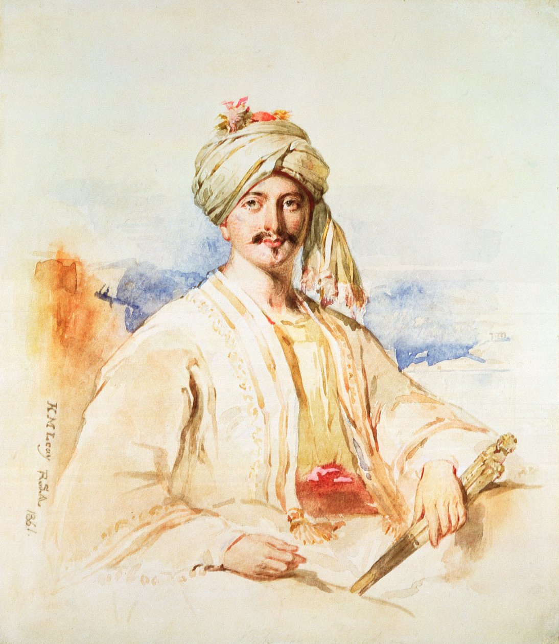 Portrét muže v orientálních šatech, 1861 (akvarel na papíře) od Kenneth Macleay
