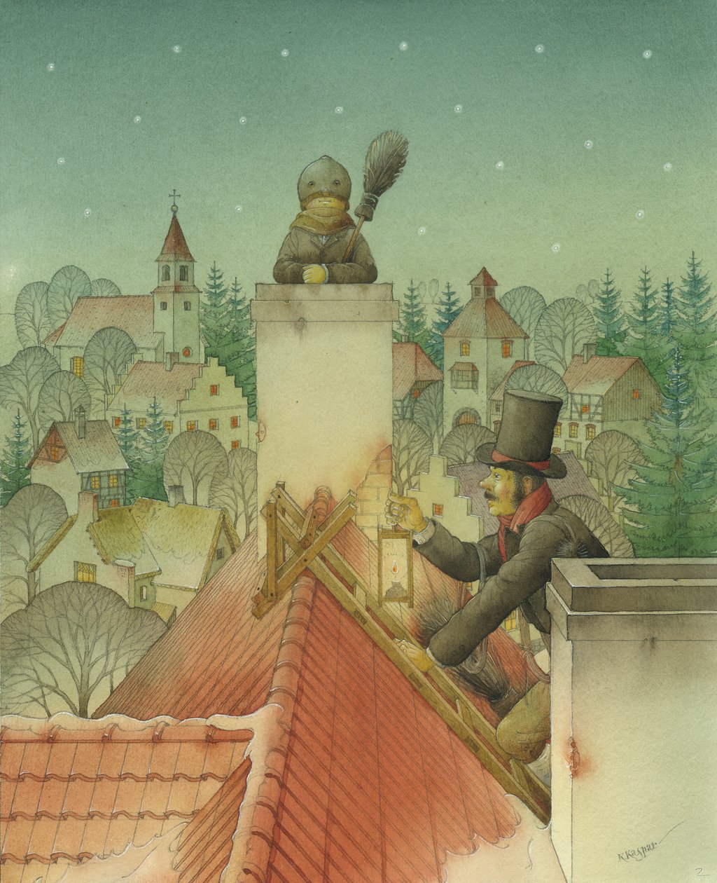 Kominík Vánoce 02, 2001 (wc na papíře) od Kestutis Kasparavicius