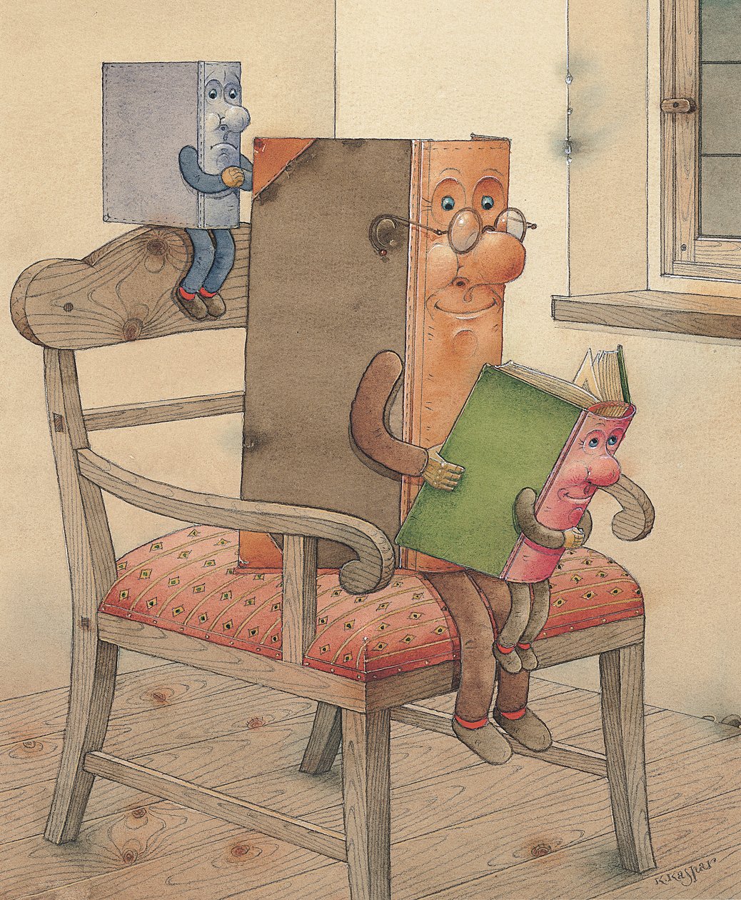 Three Books, 2003 (wc na papíře) od Kestutis Kasparavicius