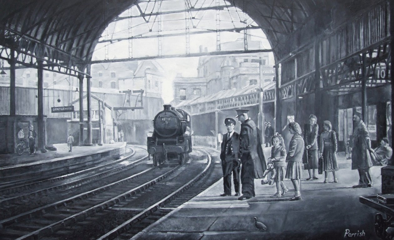 Čekání na vlak, 2008 (oleje) od Kevin Guild of Railway Artist Parrish