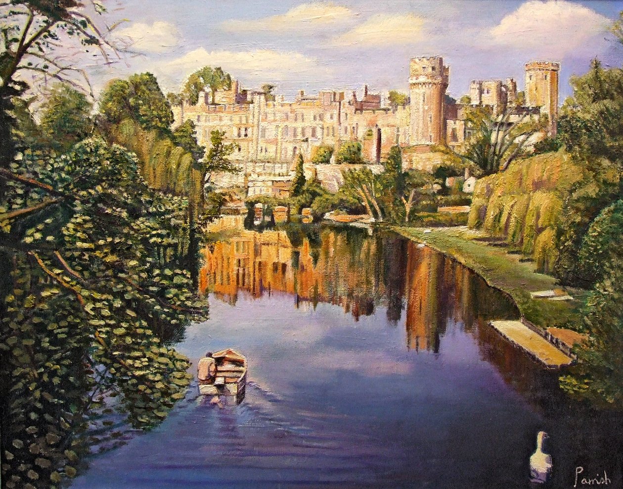 Hrad Warwick, 2008 od Kevin Guild of Railway Artist Parrish