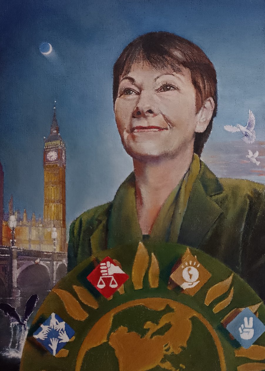 Caroline At Westminster (Green Party), 2022 (maalaus) od Kevin Parrish