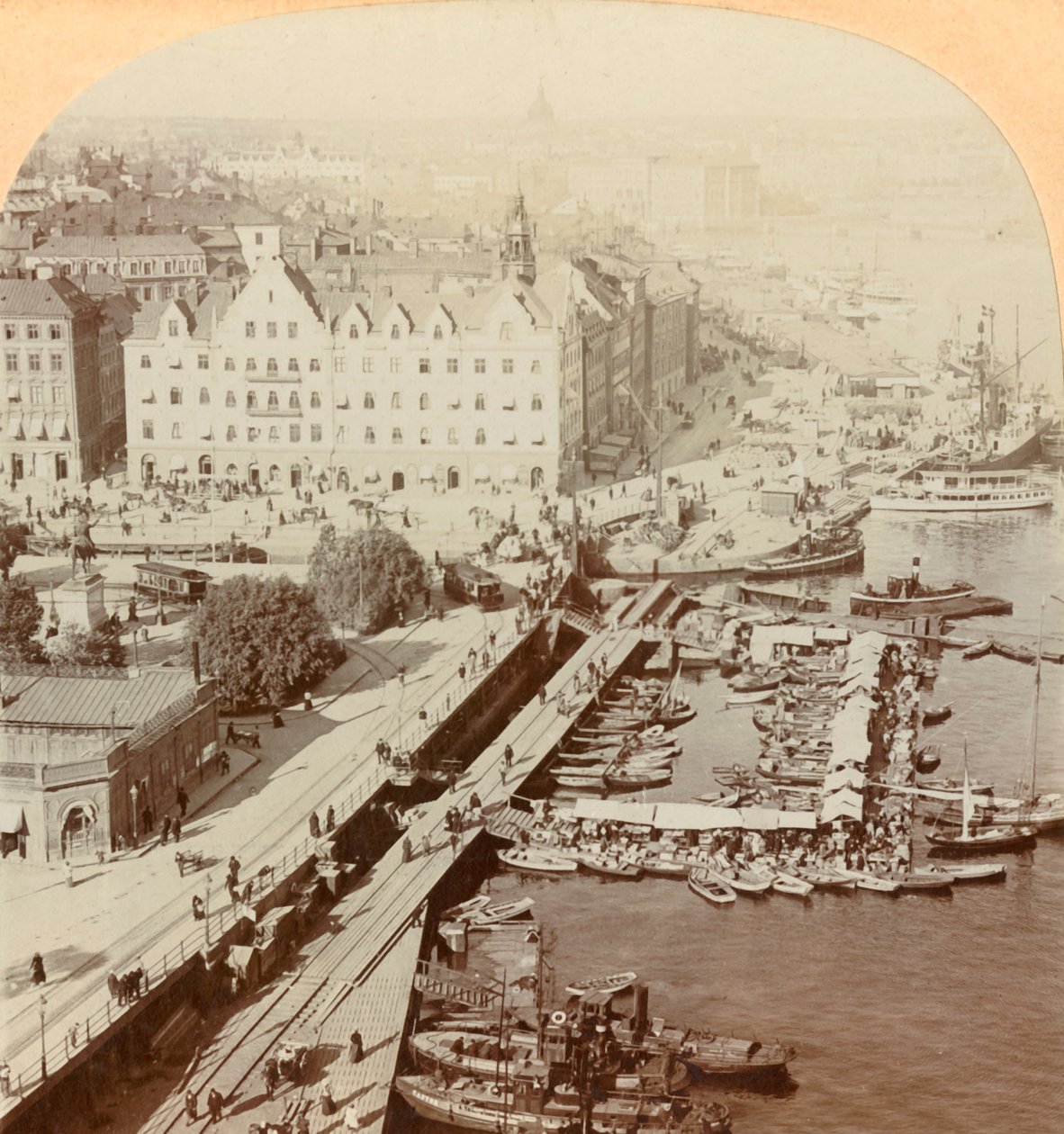 Přístav, Stockholm, Švédsko, 1901. od Keystone View Company