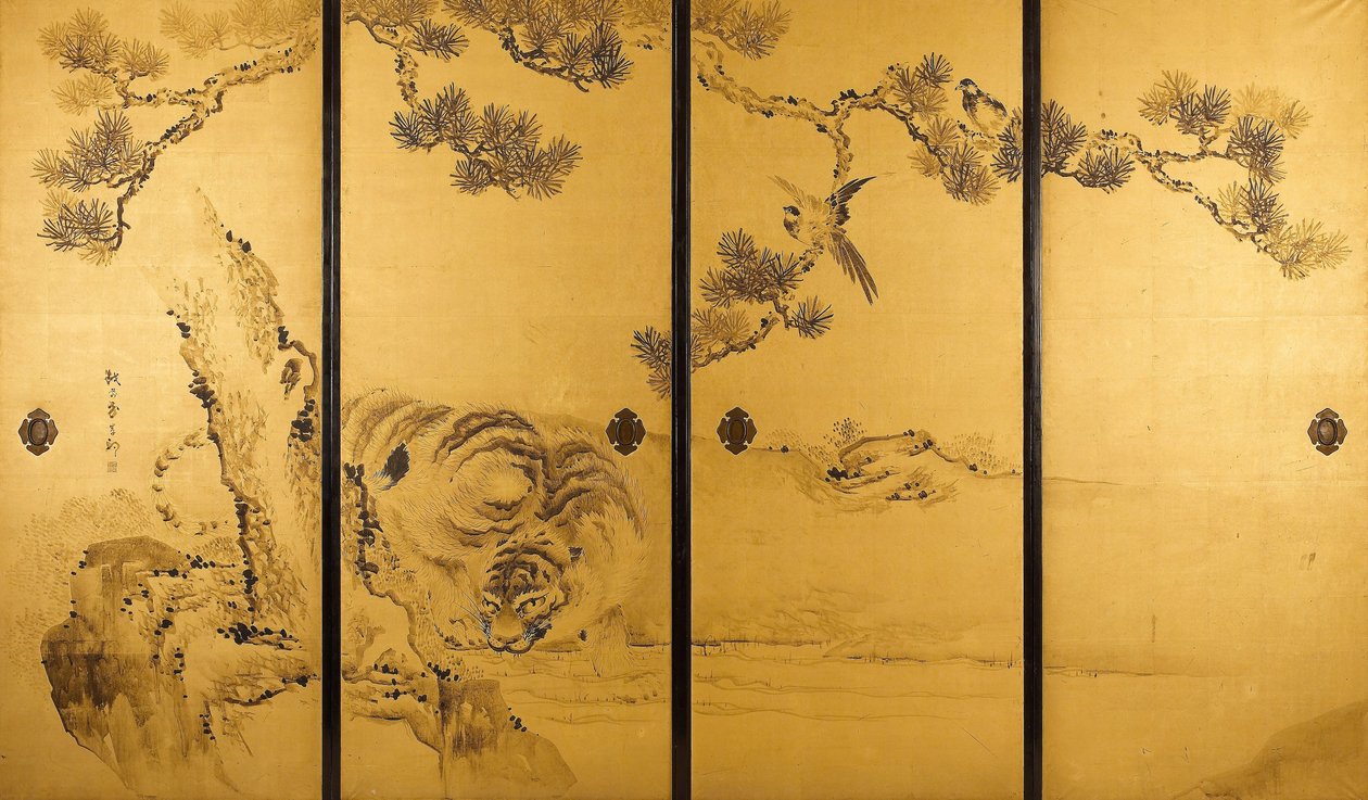 Fusuma- tygři a drak od Kishi Ganku