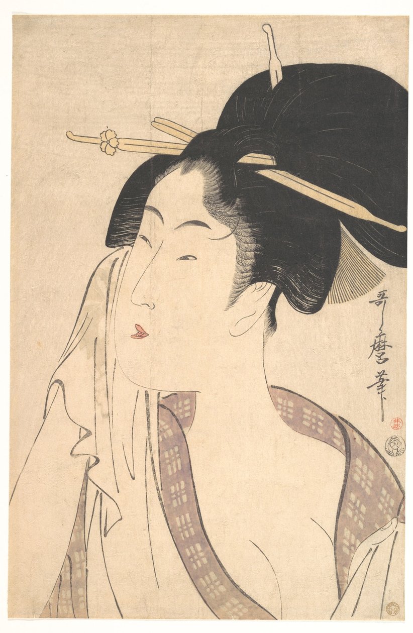 Žena odpočívající po koupeli, 1790 od Kitagawa Utamaro